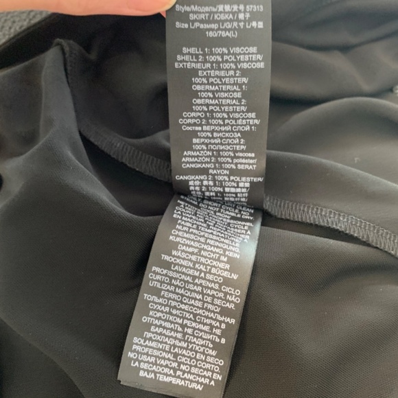 NWT Tory Burch mixed material black white silk wrap skirt midi maxi demure sz L - Picture 10 of 16